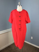 Evan Picone Red XL 14 Shirt Dress Shift Cap Sleeve Career Excellent