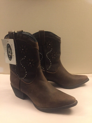 Santa Fe Brown Western Jeweled Sterling River Boots SFW3010 Women's Size 9.5