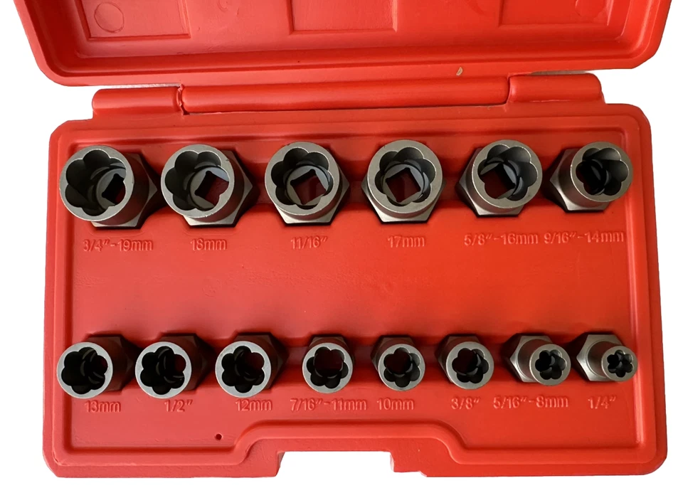 14pcs 3/8" Drive Impact Bolt Extractor Set Nut Remover Extraction Socket Cr-MO - Image 4 of 4