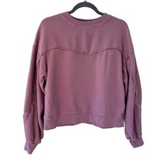 Joie Hospers Crewneck Oversized Relaxed Long Sleeve Sweatshirt Purple Mauve XS