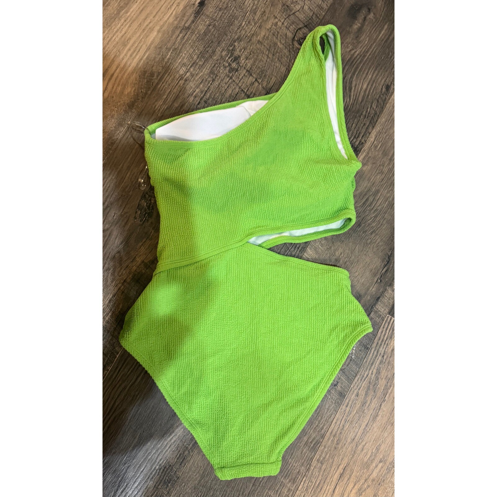 Michael Kors One Shoulder Cutout Swimsuit Green Apple Size 6 NWT thumbnail 4