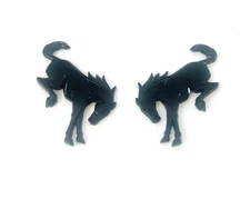 Set of 2 Bronco Gloss Finish Horse Black Tailgate Fender Badge Emblem