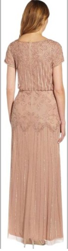 Maxi Vestido Formal Adrianna Papell Talla 2 Oro Rosa Lentejuelas Cuentas Nuevo con Etiquetas - Imagen 2 de 7