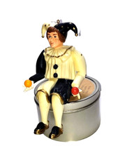 Jointed Court Jester Shelf Ornament 5 1/2 tall Black and White