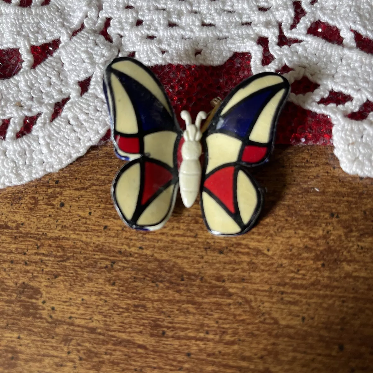 Vintage enamel butterfly brooch sale