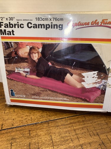 VINTAGE Intex Fabric Camping Air Mattress 72x30 In Box 1988 Pink - Picture 5 of 5