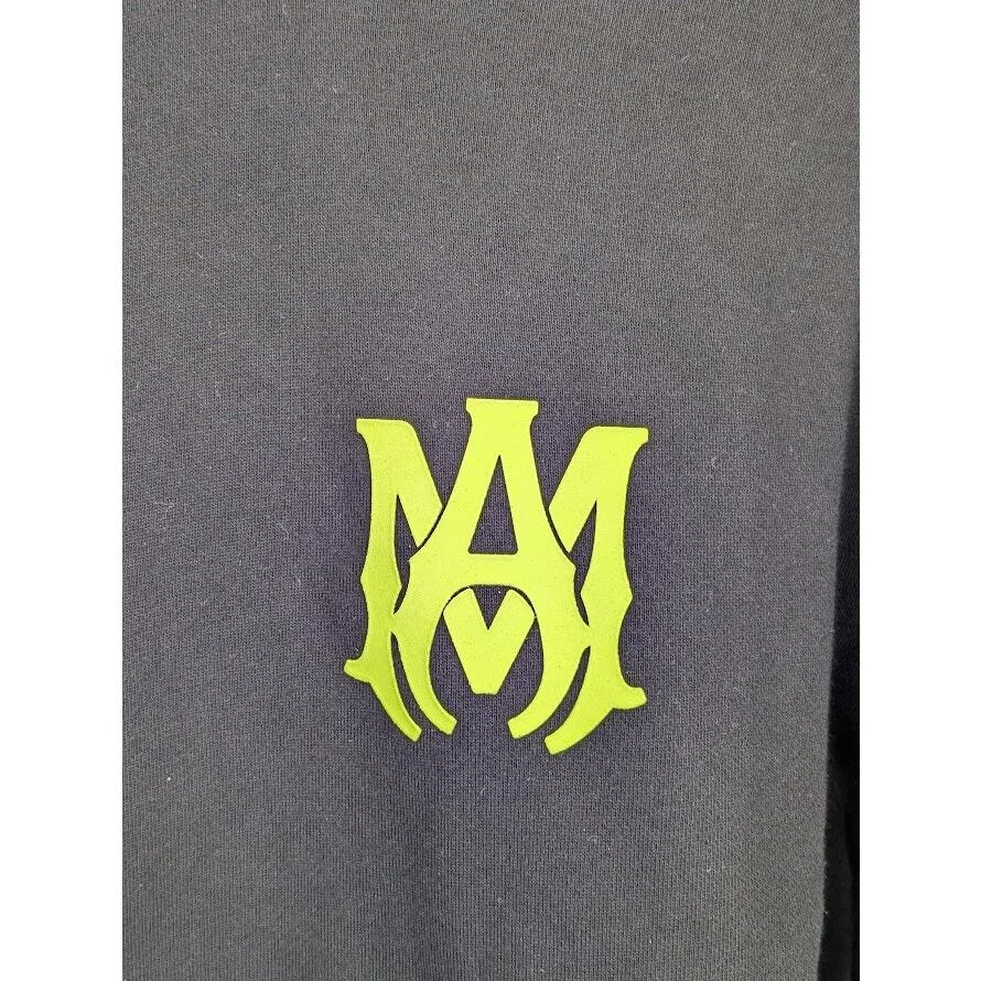 Felpa con cappuccio Amiri Q:4 MA logo nero lime nuova con etichetta Medium