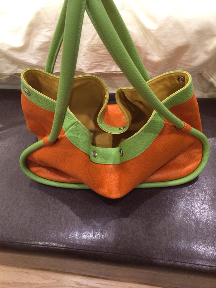 HERMES AUTHENTIC BEACH TOTE BAG ORANGE AND GREEN Mint | eBay