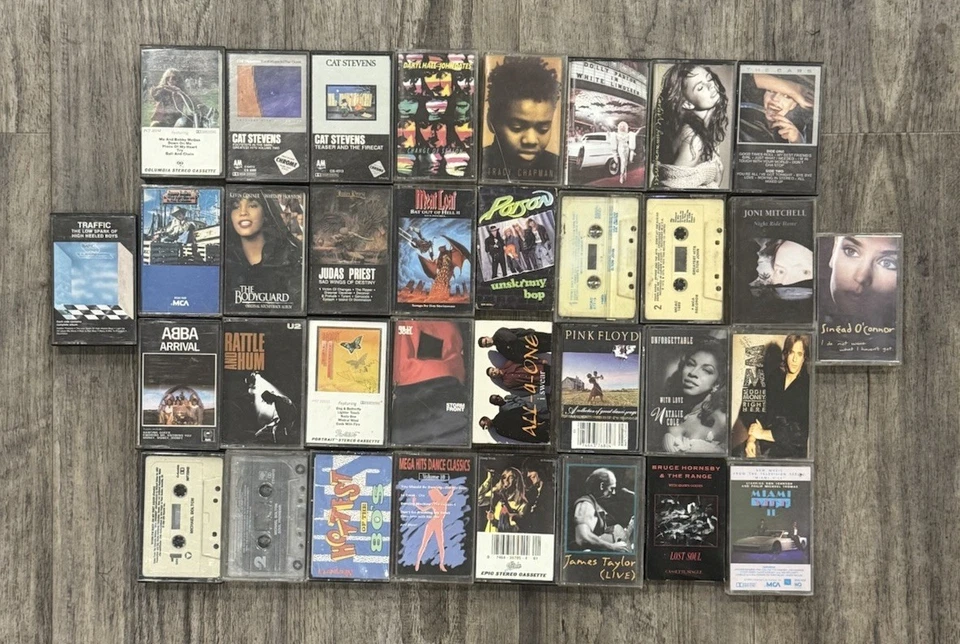 Cassette Tape Lot Of 34 Pop, R&B ,Rock" W/Carrying Case 1970’s 1980's 1990's Foto 4 de 4