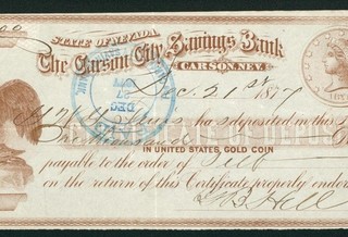 $1000 1877 The Carson City Savings Bank Nevada Obsolete Note CURRENCY