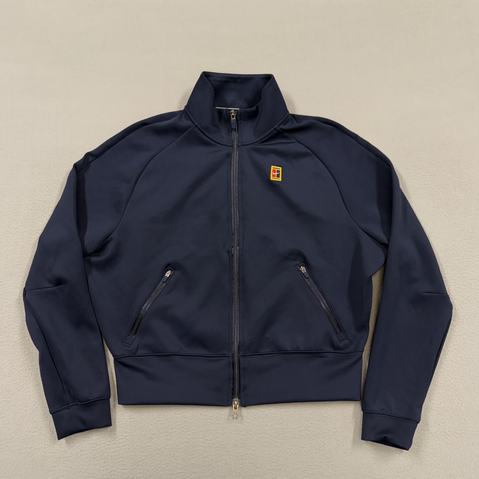 Nike Dri-FIT Jacket Womens Medium Blue Full Zip Track Tennis Logo Lightweight