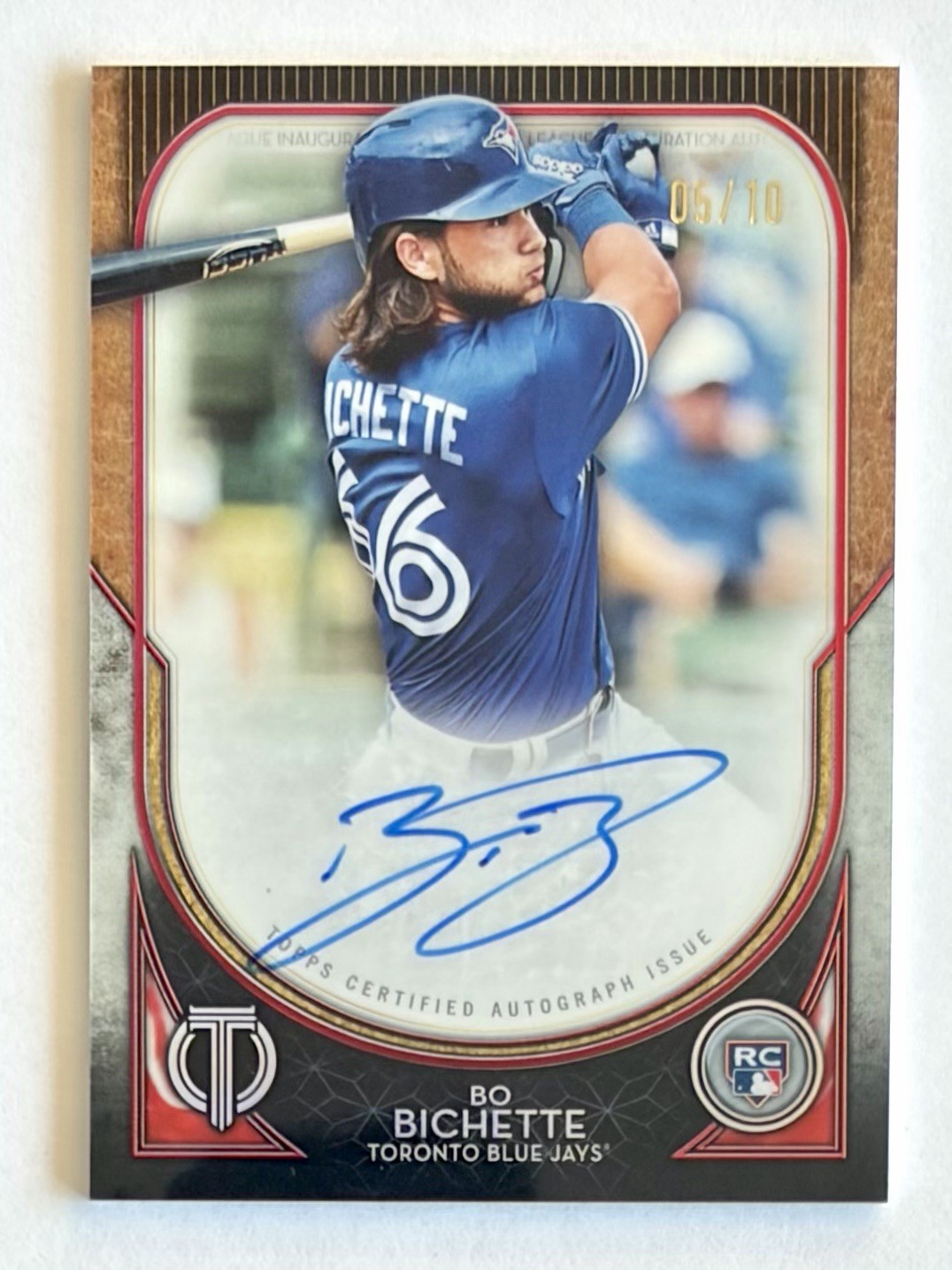 2020 Topps Tribute Bo Bichette League Inauguration Red Auto 06/10 RC LA-BB