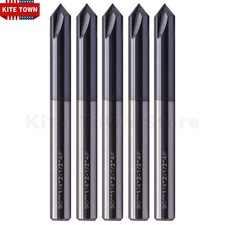 5Pcs 1/4" 4 Flute 90 Degree Carbide Chamfer Mills - Single End - AlTiN Coated