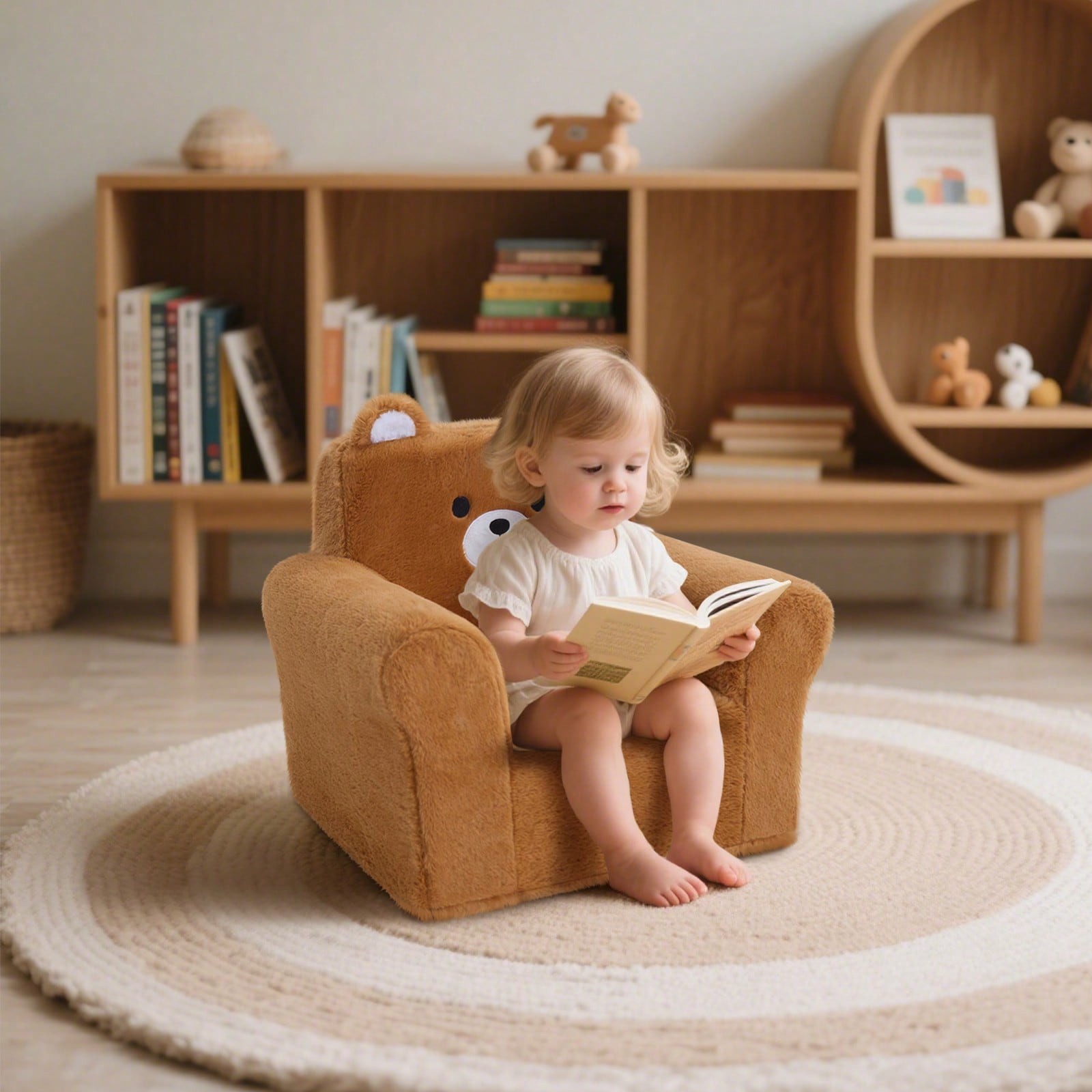 Square Toddller Chair, Comfy Foam Kids Armchair With Reading -Zenga