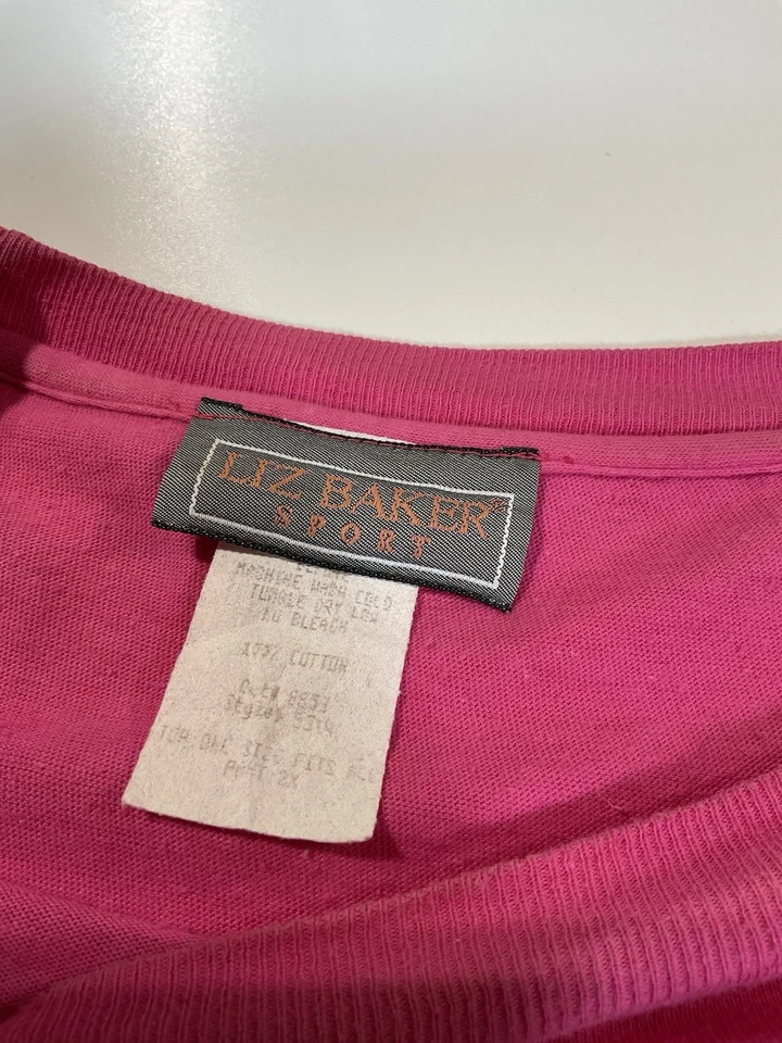 Camiseta Floral Linterna Liz Baker Vintage Para Mujer XXL Brillo Puntada Única Años 90 Foto 3 de 4