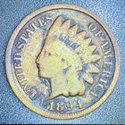 1894 Indian Head Cent - Better Date Penny - Circulation Wear - Album Filler AG