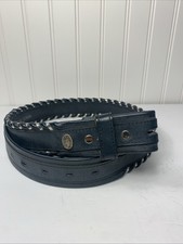 Vintage Silver Lace By CIRCLE Y Blue Leather Belt Size 30 USA Western No Buckle