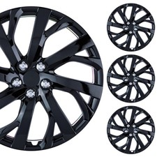 Pacrim 16 Gloss Black Universal Wheel Covershubcaps 8 Spoke Abs Set Of 4