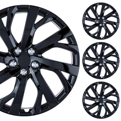 PACRIM 16" Gloss Black Universal Wheel Covers/Hubcaps | 8 Spoke | ABS | Set of 4 - Bild 1 von 6