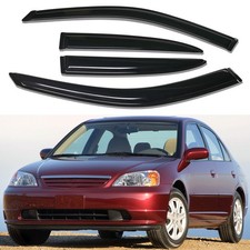 Tape-on Window Visors Sun Rain Guards Vent Shade For 2001-2005 Honda Civic Sedan