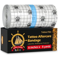 Tattoo Aftercare Bandage, 6"x 8 Yard, Waterproof Second Skin Cover up Tape, H...