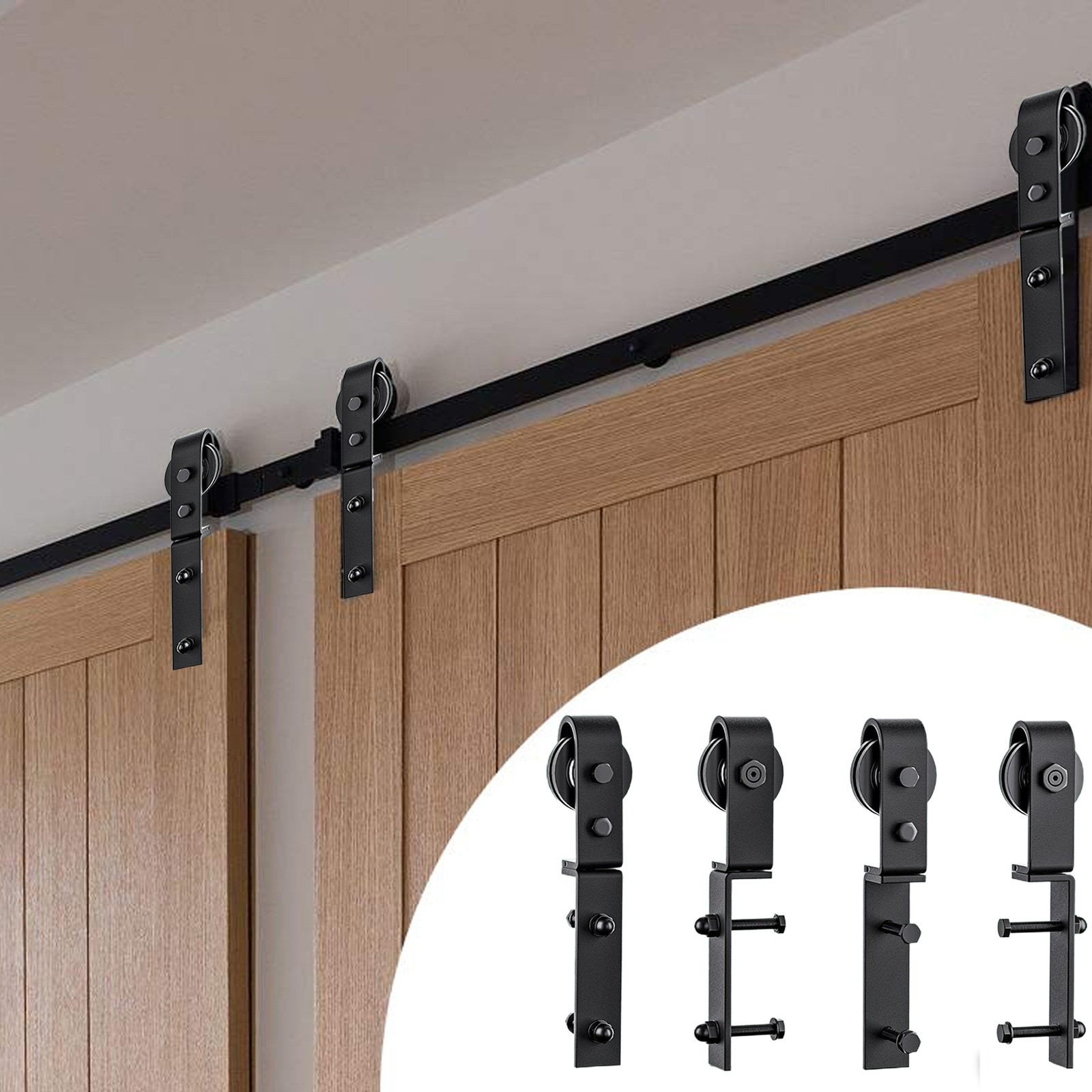 52in Black Bifold Sliding Door Track,Sliding barn door hardware kit,Brand New