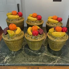 Majolica Fruit Basket Kitchen Jars