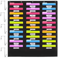 30 Pockets Storage Pocket Chart with 30 Nametag Pockets, Organization Center ...