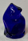 BLENKO Handcrafted Cobalt Blue Glass Cat Figurine