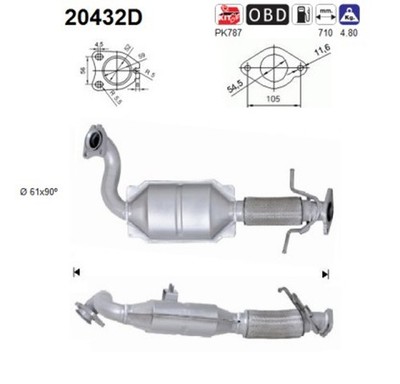Katalysator AS 20432D für FORD FOCUS 2 MAX DM2 Turnier TDCi