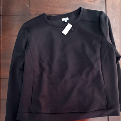 T by Talbots Black Solid Crew Neck Long Sleeve Pullover Sweatshirt Plus 2X