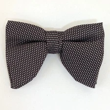 1970s Vintage Brown Polka Dotted Bow Tie Oversized Large Butterfly Clip On