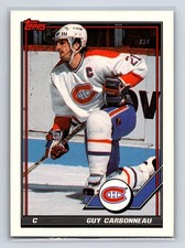 1991-92 Topps #54 Guy Carbonneau Montreal Canadiens Hockey Card