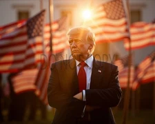 Donald  Trump American Flag AI Generated Photo MAGA President, USA 8X10 Print