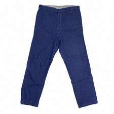 Vintage French Work Pants Blue Worker Chore Trousers 44 Button Fly