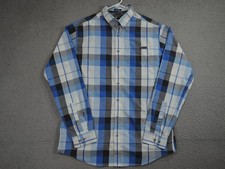 Eddie Bauer Shirt Mens Large Tall Blue Gray First Acsent Classic Button Up Plaid