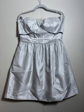 Jenny Yoo Strapless Silver Cocktail Dress 12 Formal Prom Bridesmaid Elegant