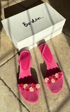 Boden kitten heel ladies pink suede sandal shoes UK size 6 sling-backs