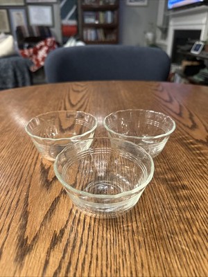 Vintage Pyrex Corning 463 Custard Cup Scalloped Edge 175ml Set Of 3