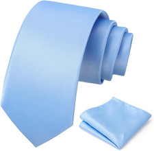 Men'S Tie Set Solid Pure Color 3.15" 8CM Classic Formal Plain Necktie and Pock
