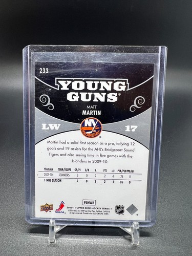 2010-11 Upper Deck #233 Matt Martin YG RC Young Guns Rookie New York ...