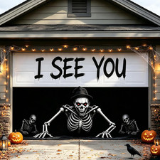 Halloween Skeleton Garage Door Banner Decorations, Giant Skeleton Clown Cover fo