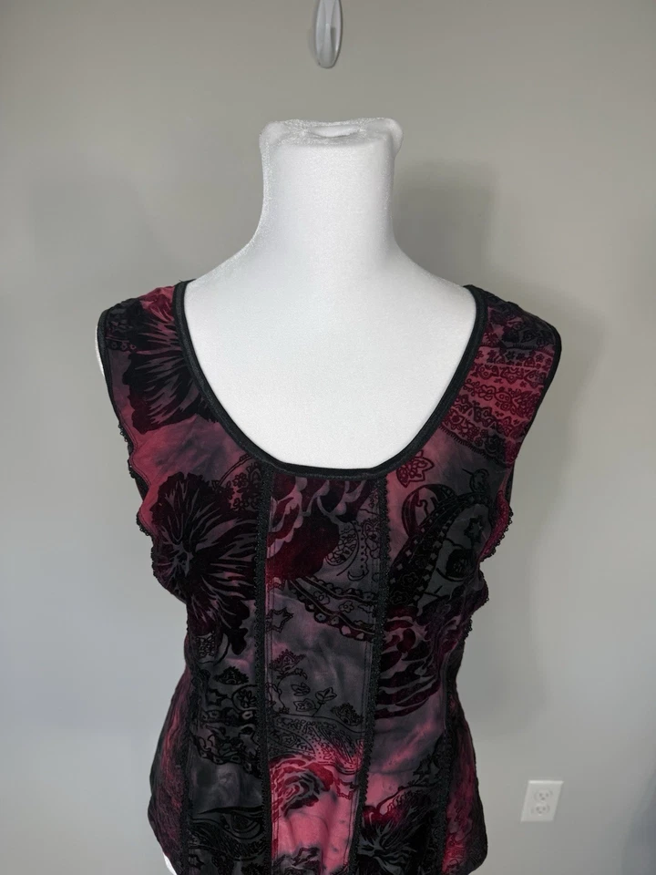 Camiseta sin mangas vintage Sami & Jo para mujer terciopelo Burnout Y2K Fairy Grunge romance oscuro Foto 2 de 4