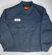 Red Kap Mechanic Work Jacket Harry Patch Navy Blue Quilted Lining Mens Size XL
