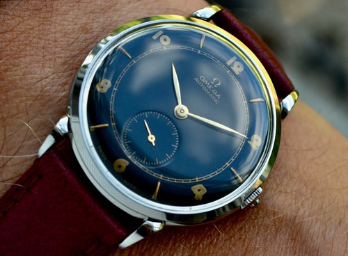 RARE MEN'S OMEGA BUMPER AUTO 30,10RA ST/ST SUPER BLACK DECO DIAL 1944 VINTAGE - Picture 21 of 24