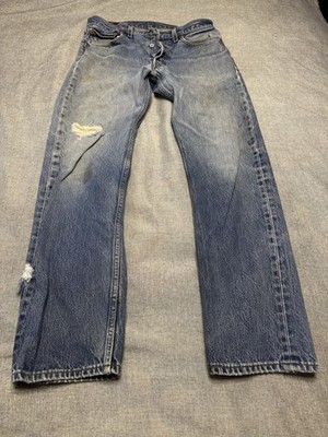 Vintage Levi s 501 STF Distressed Button Fly Denim Jeans 33x32 2002