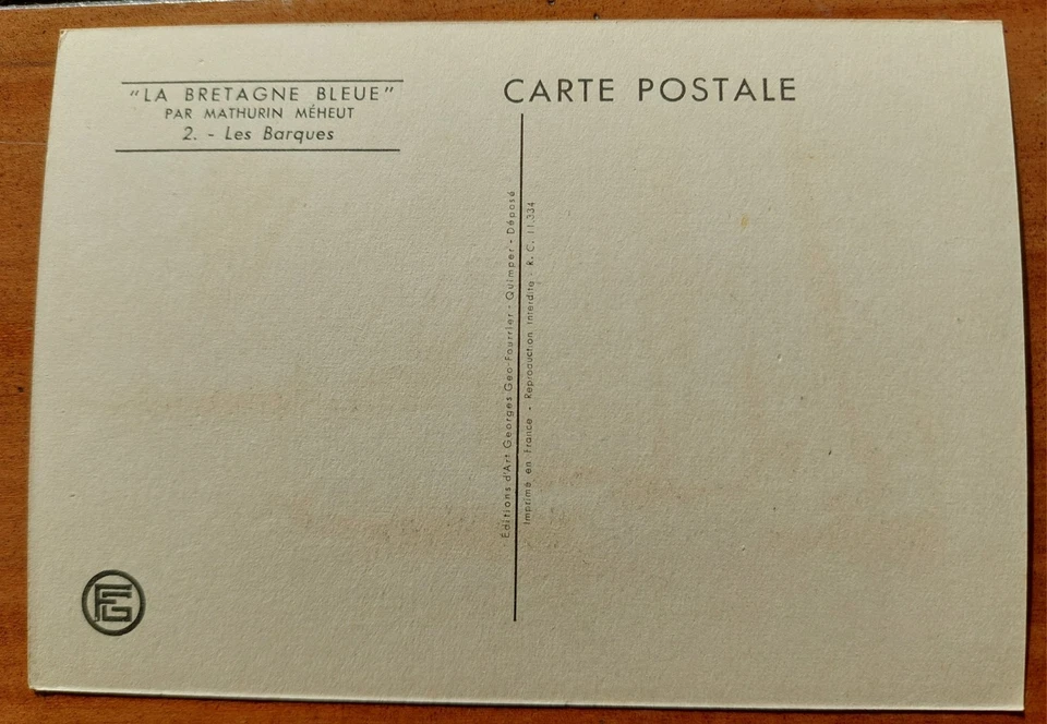Mathurin Meheut Carte Postale Bretagne Bleue-2 Les Barques - Photo 2/2