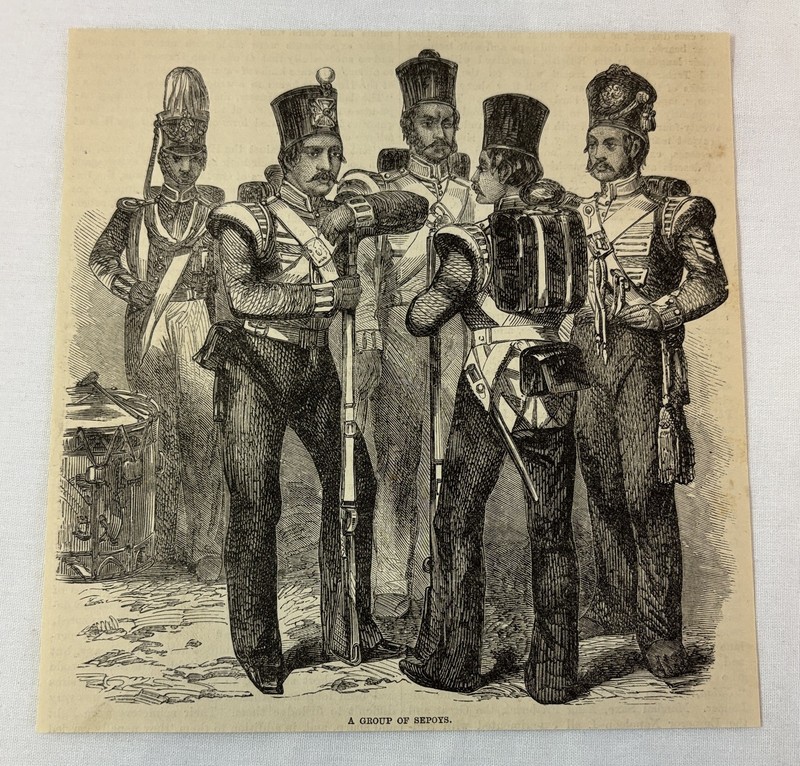 1886 magazine engraving ~ GROUP OF SEPOYS Persian Soldiers
