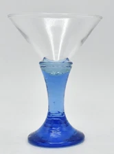 Fire and Light Martini Glass Cobalt Blue 6" - Signed