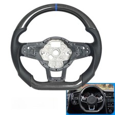 Real Carbon Fiber Steering Wheel For Vw Mk7 Gtir Golf Jetta 2015-2019 Blue Line Real Carbon Fiber Steering Wheel For Vw Mk7 Gtir Golf Jetta 2015-2019 Blue Line